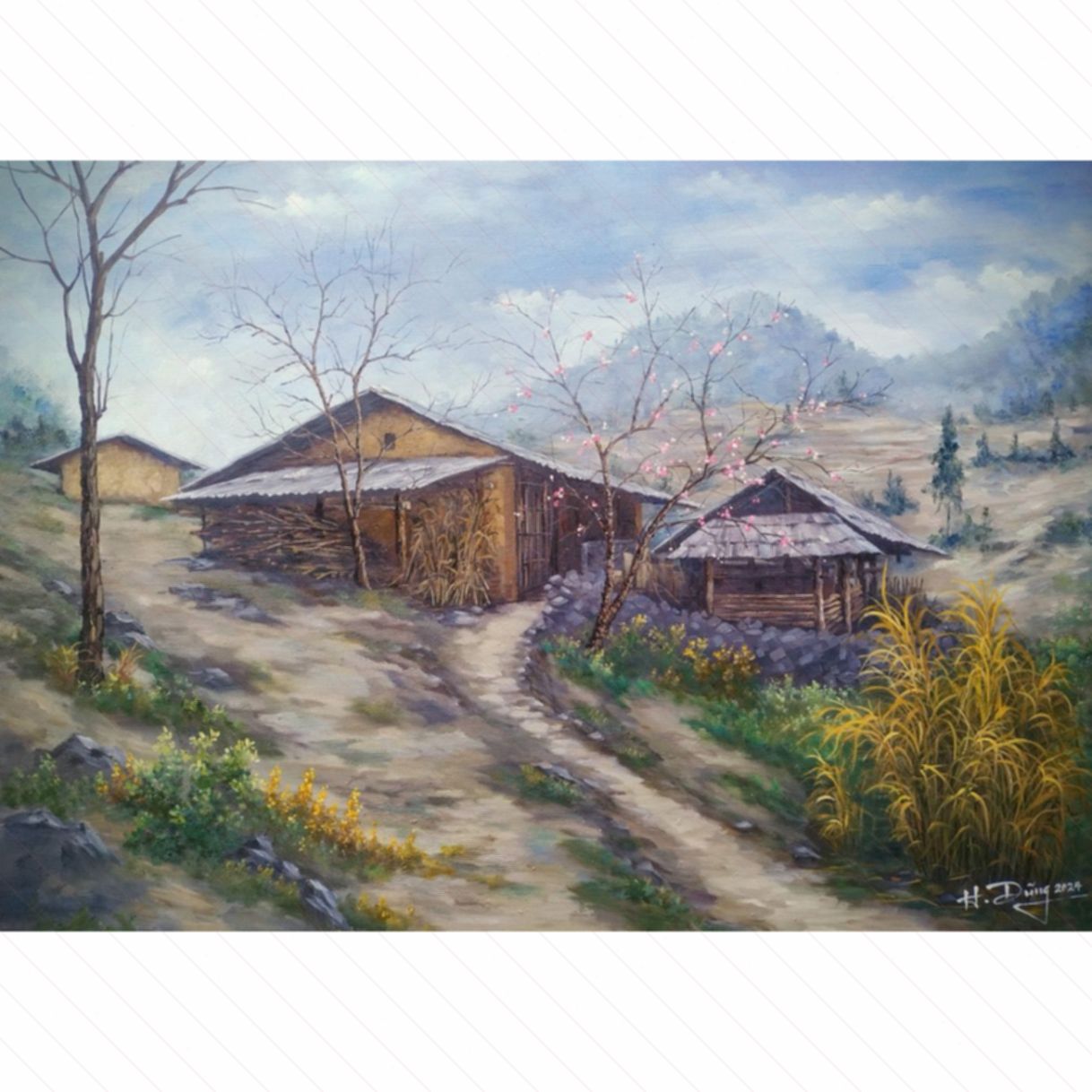 Tranh Phong Cảnh Vùng Cao Acrylic Toan Hàn 80x110cm Tác Phẩm 2024 