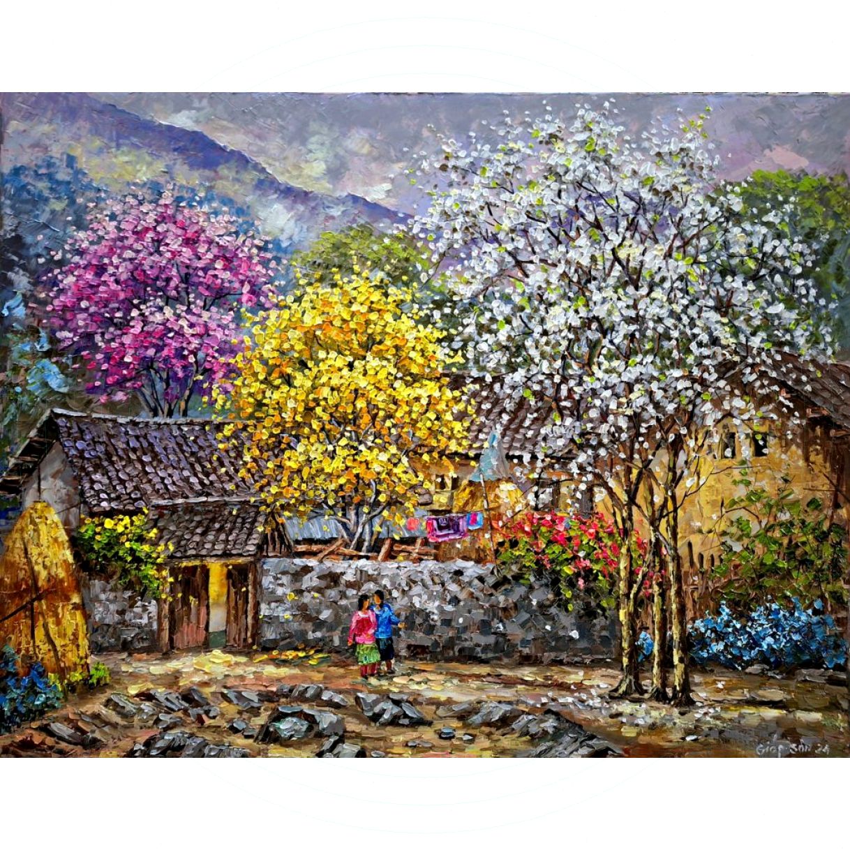 Tranh Sơn Dầu Phong Cảnh Vùng Cao 70x90cm Năm 2024 