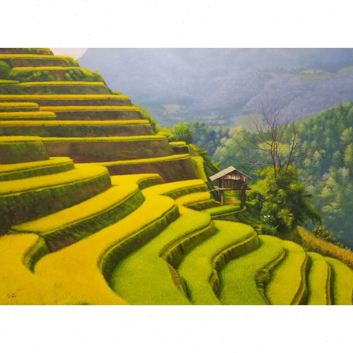 Tranh Phong Cảnh Vùng Cao Trên Nương Acrylic 80x110cm Độc Bản Năm 2024 