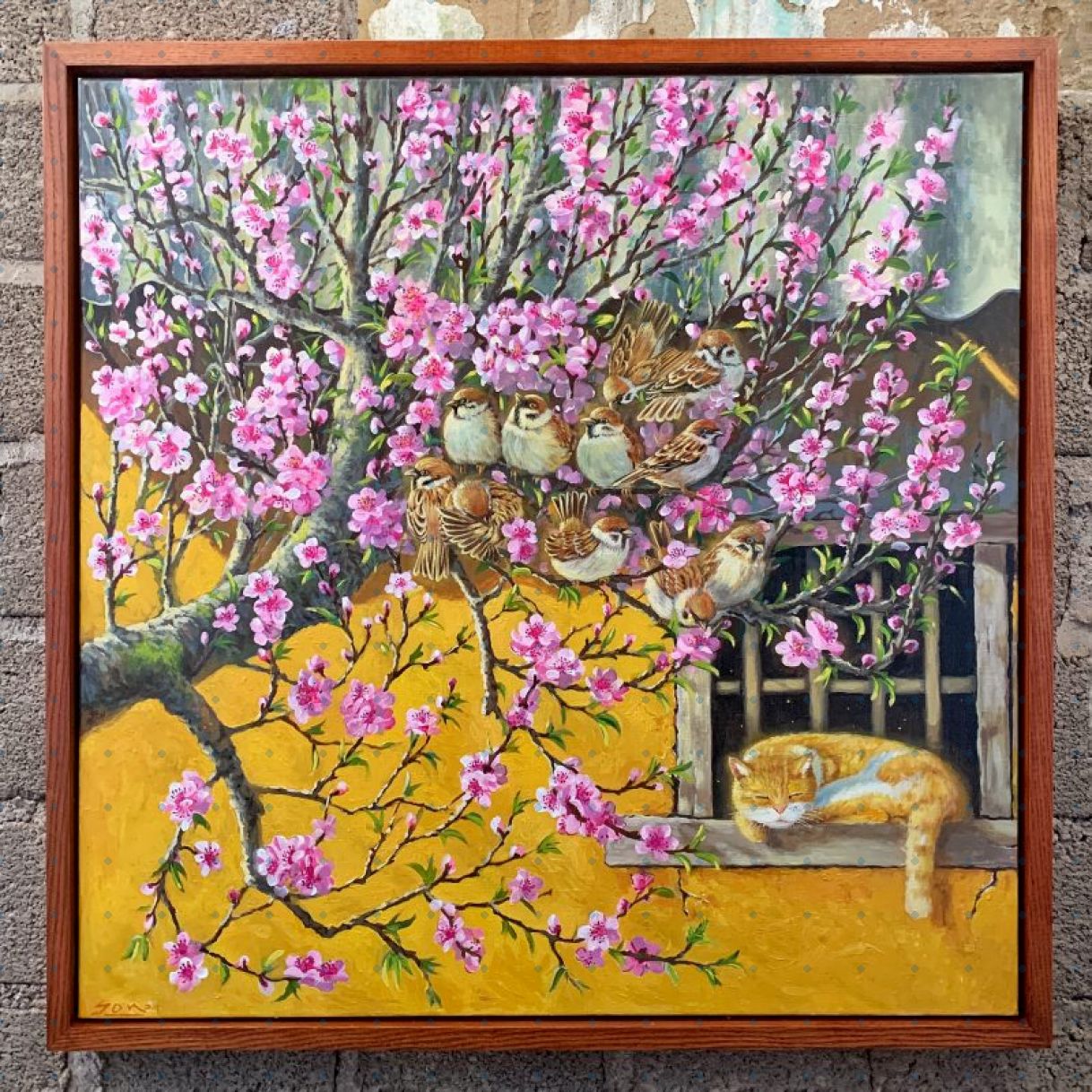 Tranh Sơn Dầu Phong Cảnh Vùng Cao Hoa Xuân 80x80cm Độc Bản 2024 