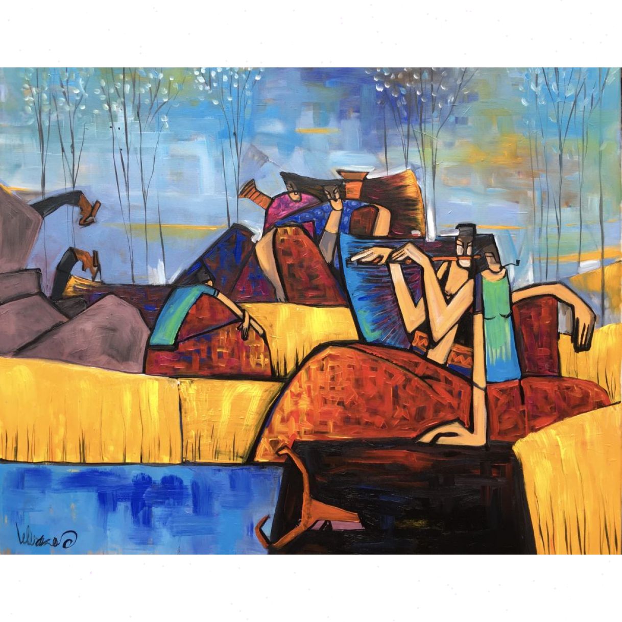 Tranh Phong Cảnh Vùng Cao Tiếng Sáo Gọi Mùa Acrylic 80x100cm 
