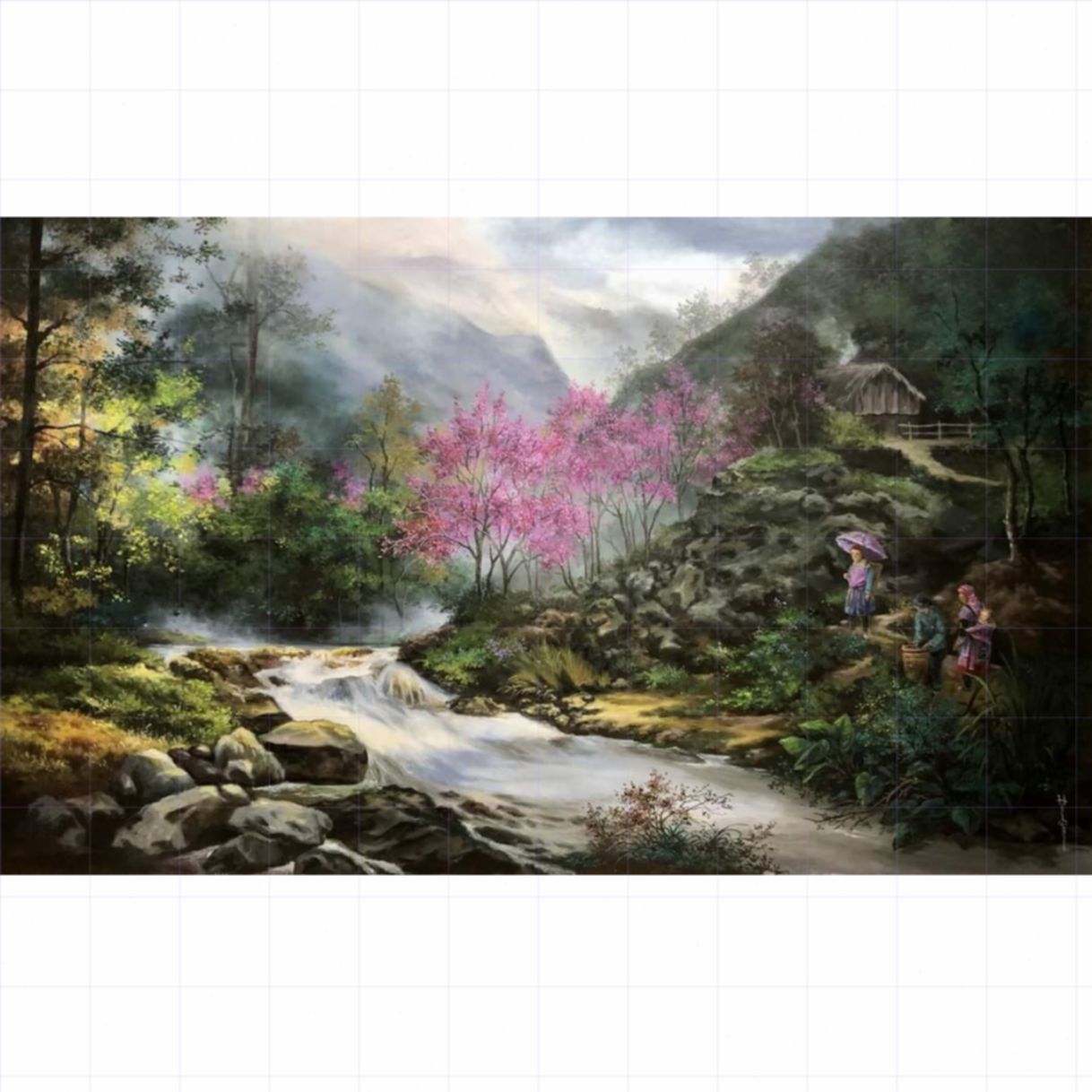 Tranh Phong Cảnh Vùng Cao Ngày Mới Acrylic Sáng Tạo 