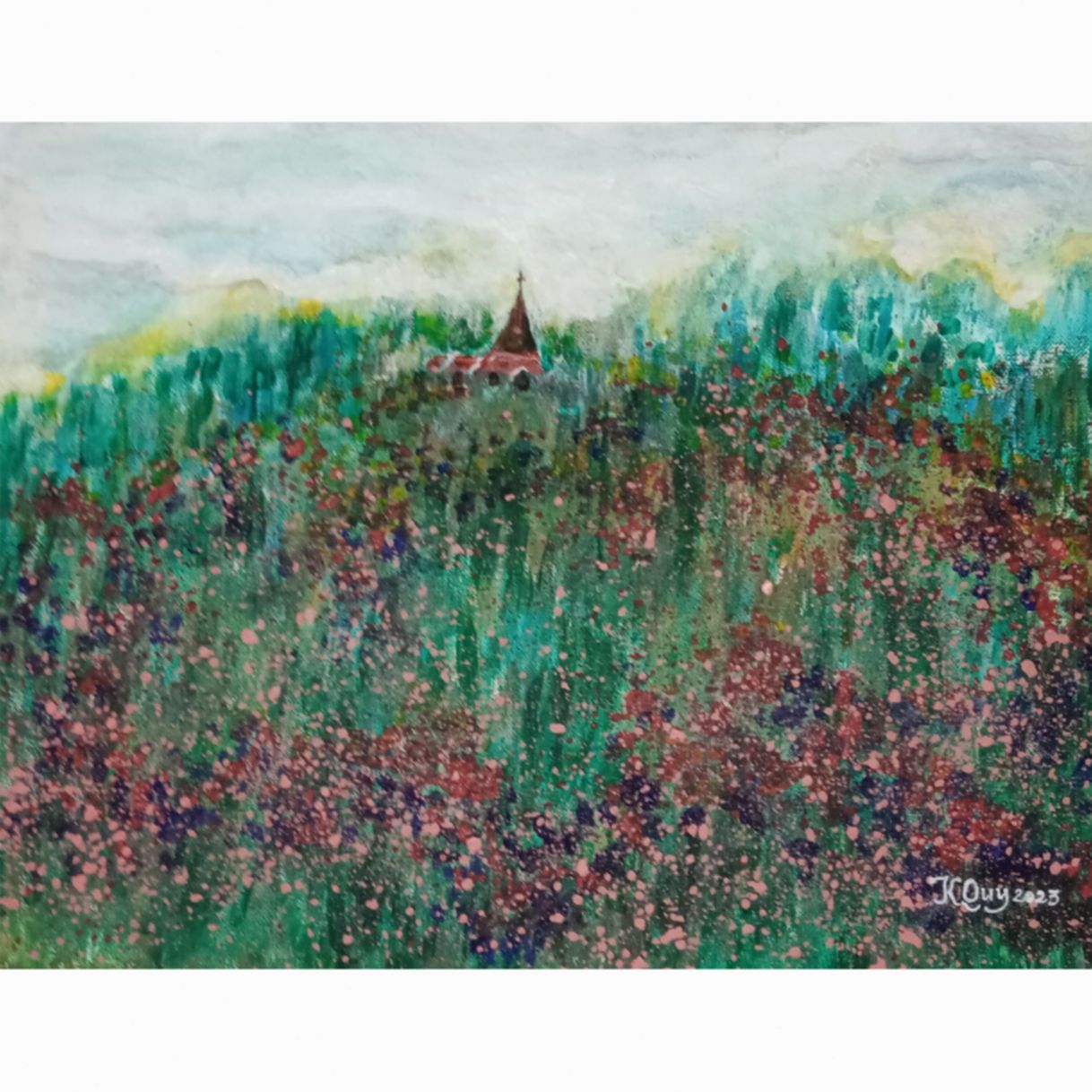 Tranh Phong Cảnh Vùng Cao Hoa Dại Acrylic 30x40cm 