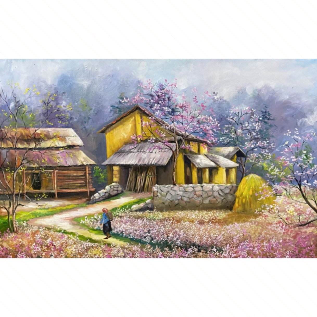 Tranh Sơn Dầu Miền Đá Nở Hoa 60x80cm Độc Bản 2024 