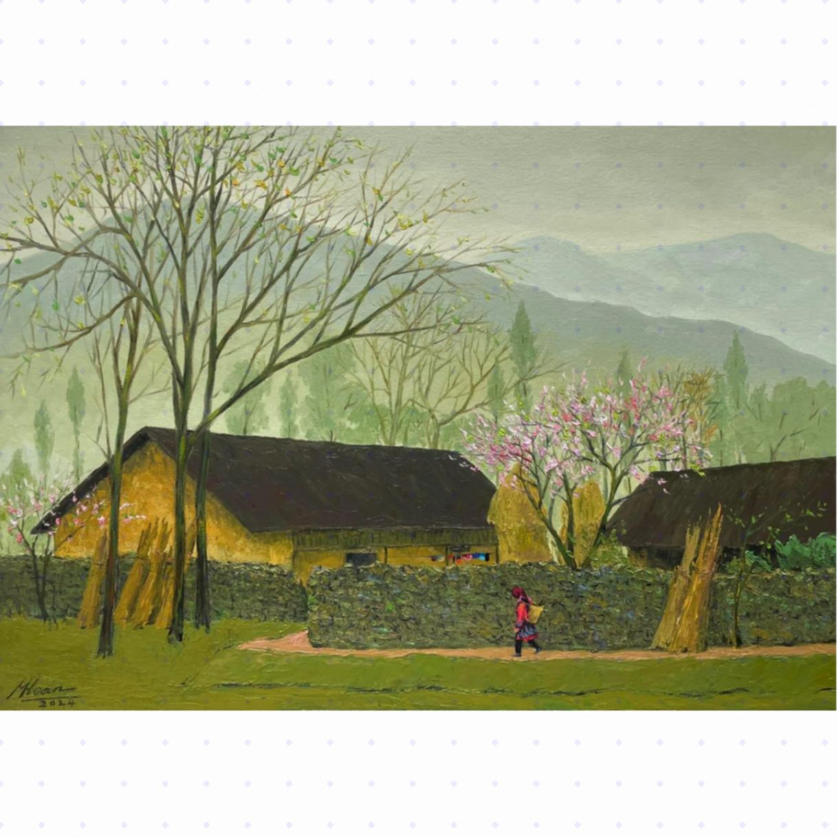 Tranh Phong Cảnh Vùng Cao Mùa Xuân Sơn Dầu 70x100cm Độc Quyền Họa Sĩ 