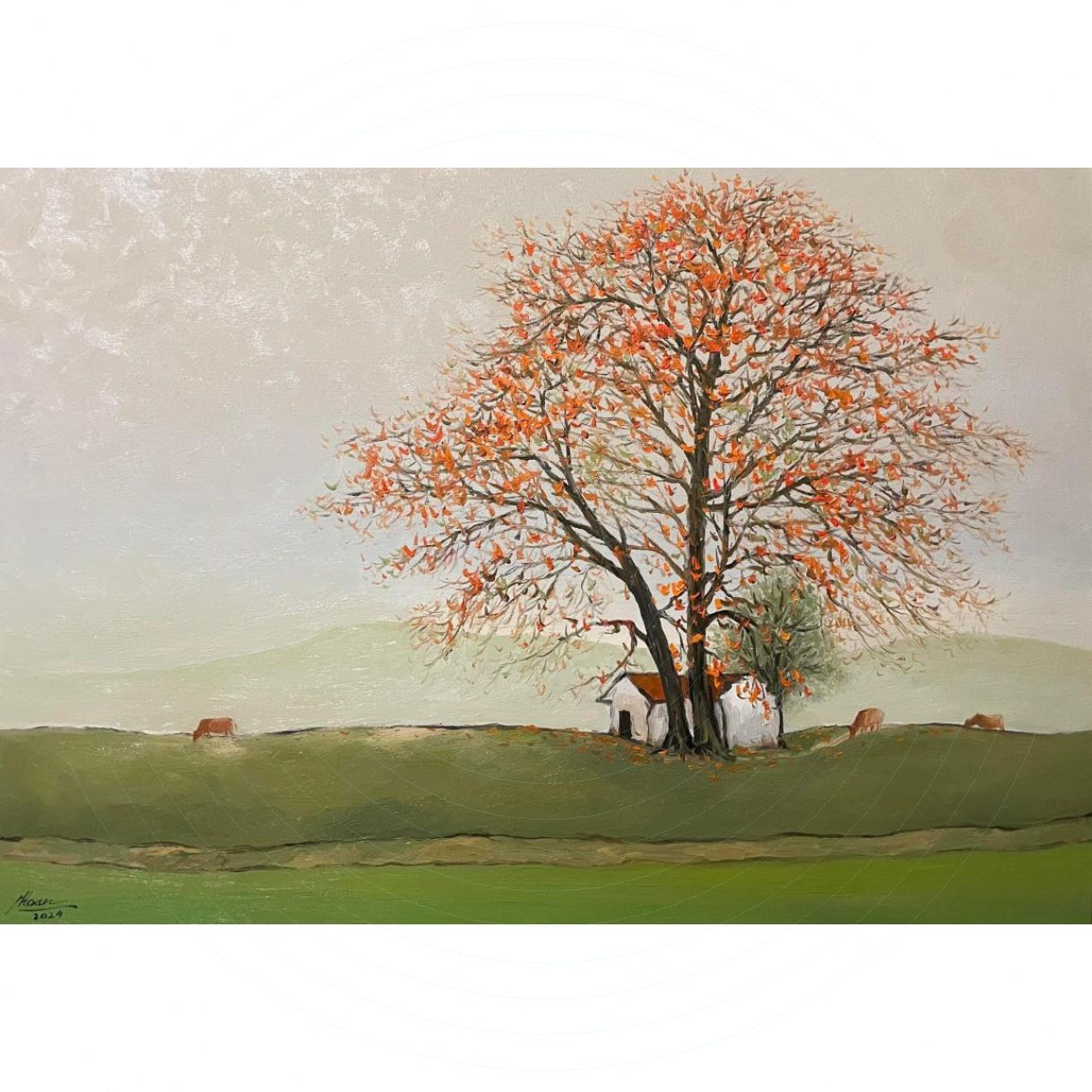 Tranh Sơn Dầu Tháng Ba Hoa Gạo Nở 70x100cm Độc Bản 2024 