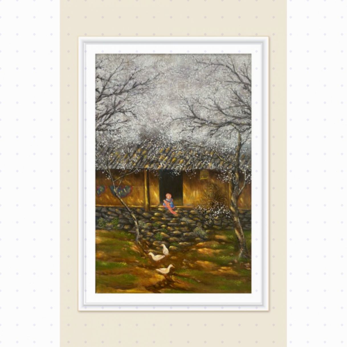 Tranh Phong Cảnh Vùng Cao Mùa Mận Acrylic 40x60cm Tranh Sáng Tác 