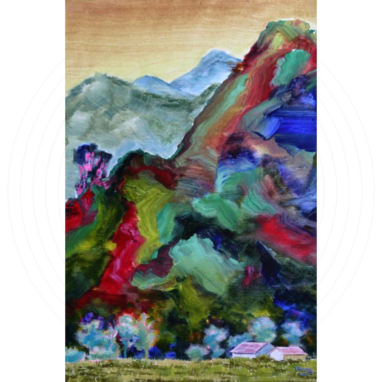 Tranh Phong Cảnh Vùng Cao Chân Trời Nắng Sưởi Acrylic 45x65cm 