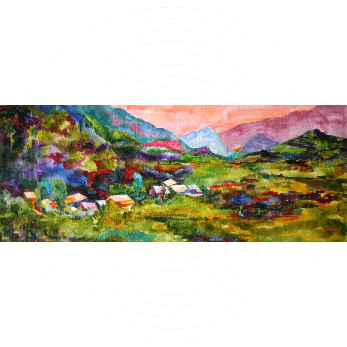 Tranh Phong Cảnh Vùng Cao Trên Mái Nhà Acrylic 40x95cm 
