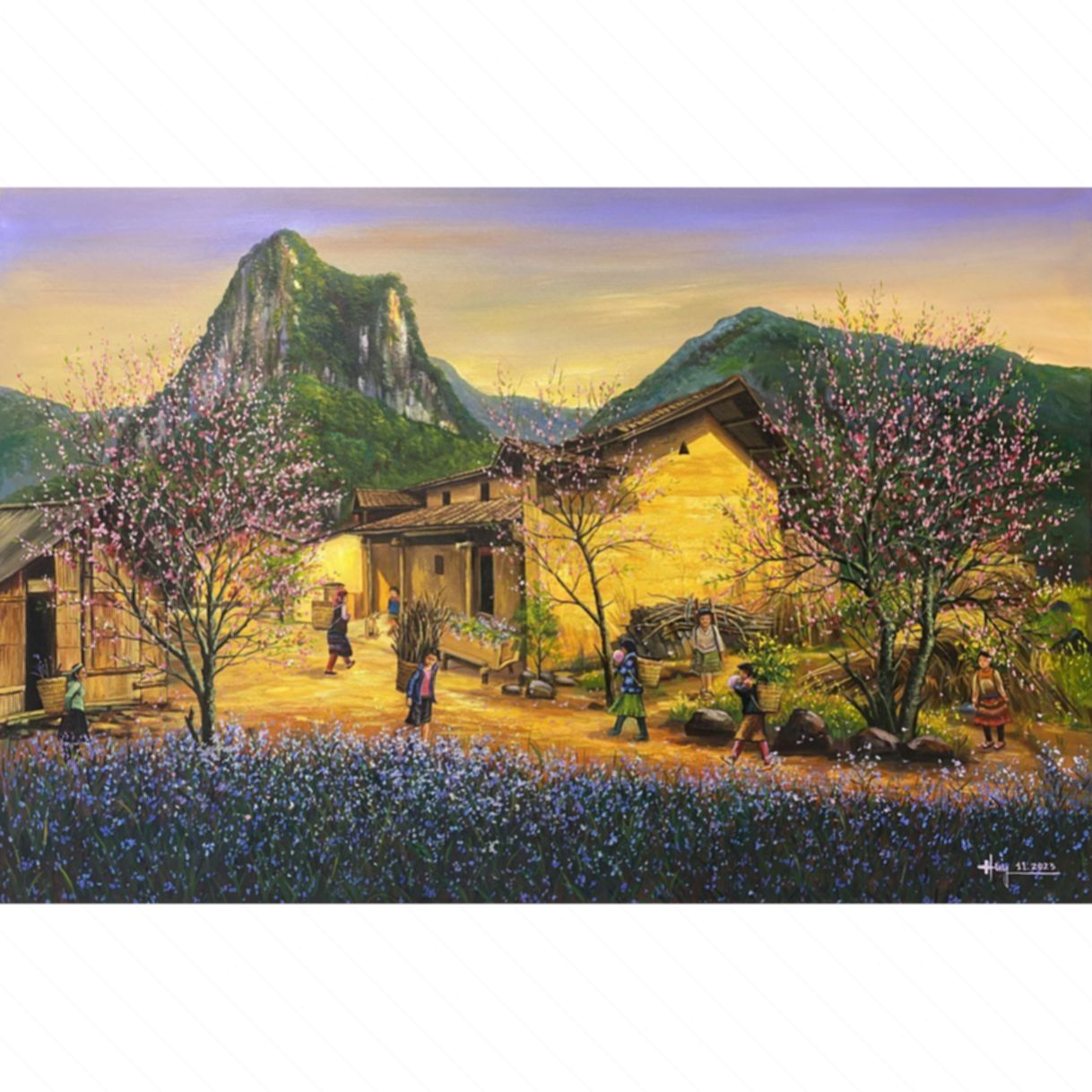 Tranh phong cảnh vùng cao hương sắc vùng cao acrylic đẹp 