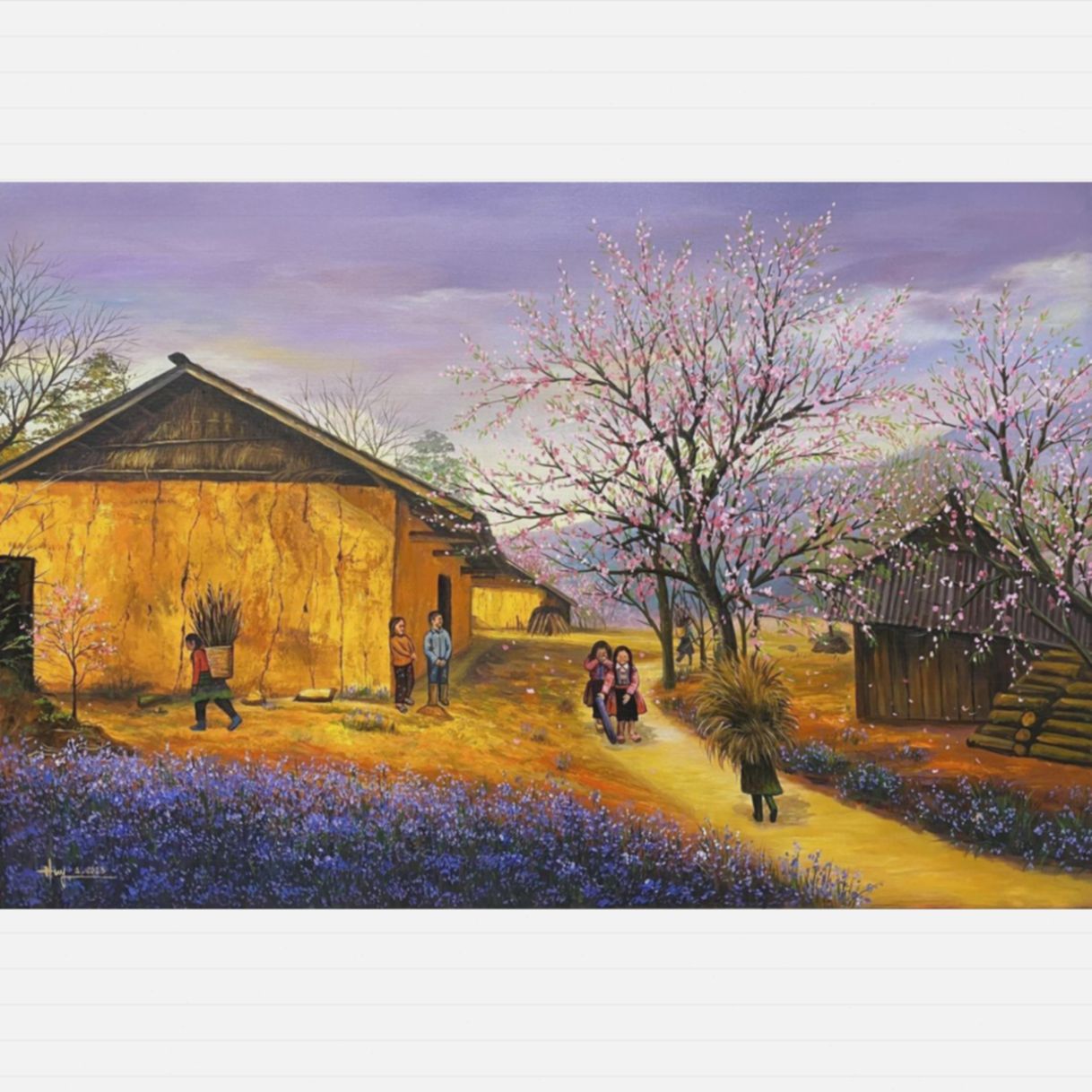 Tranh Phong Cảnh Vùng Cao Hương Sắc Vùng Cao Acrylic 80x120cm 
