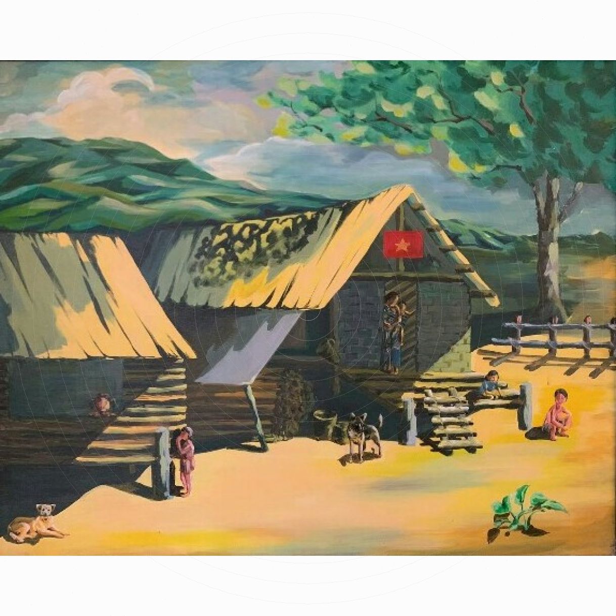 Tranh Phong Cảnh Vùng Cao Thanh Bình Acrylic Kích Thước 80x120cm 