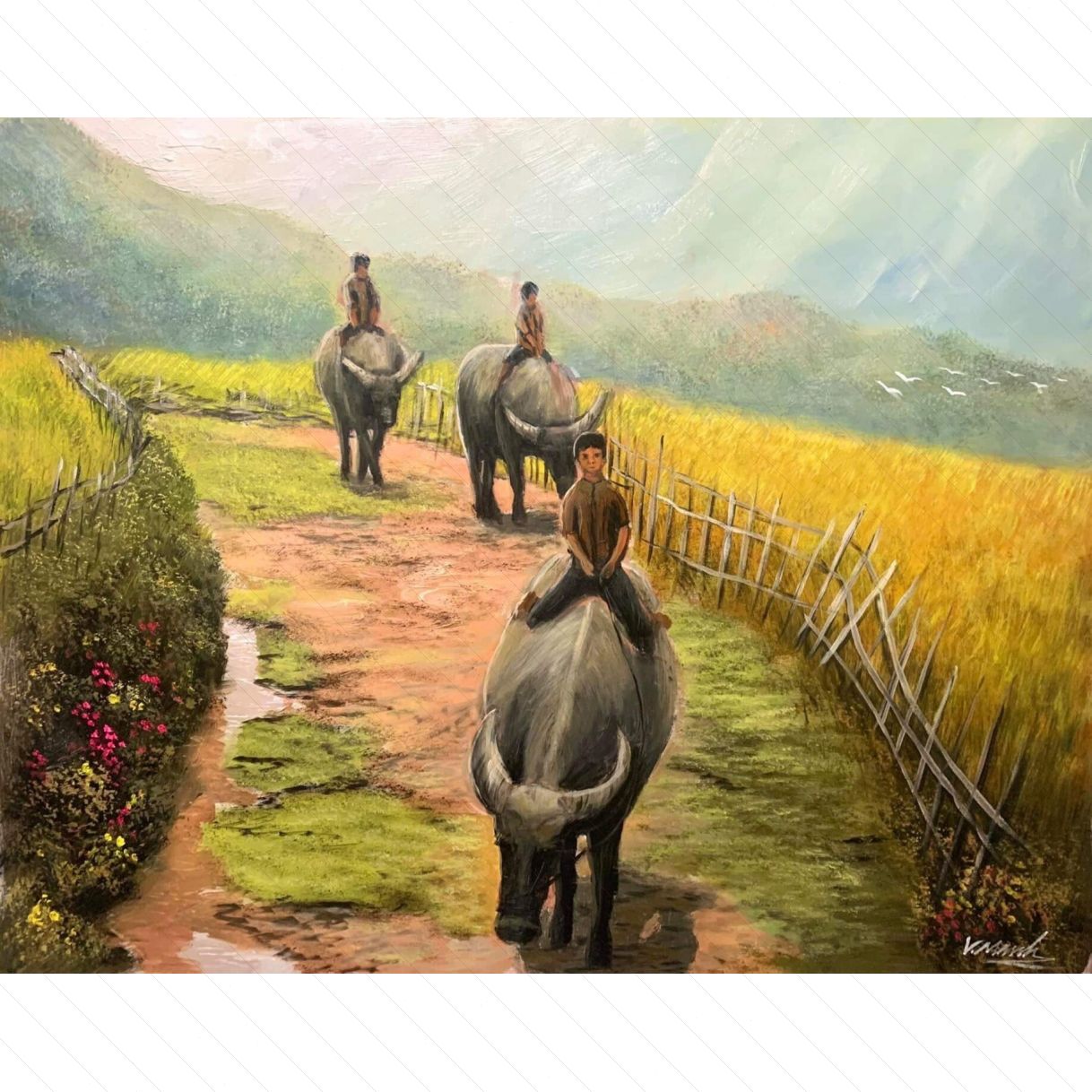 Tranh Sơn Dầu Trên Rẻo Cao Độc Bản Chất Lượng Cao 
