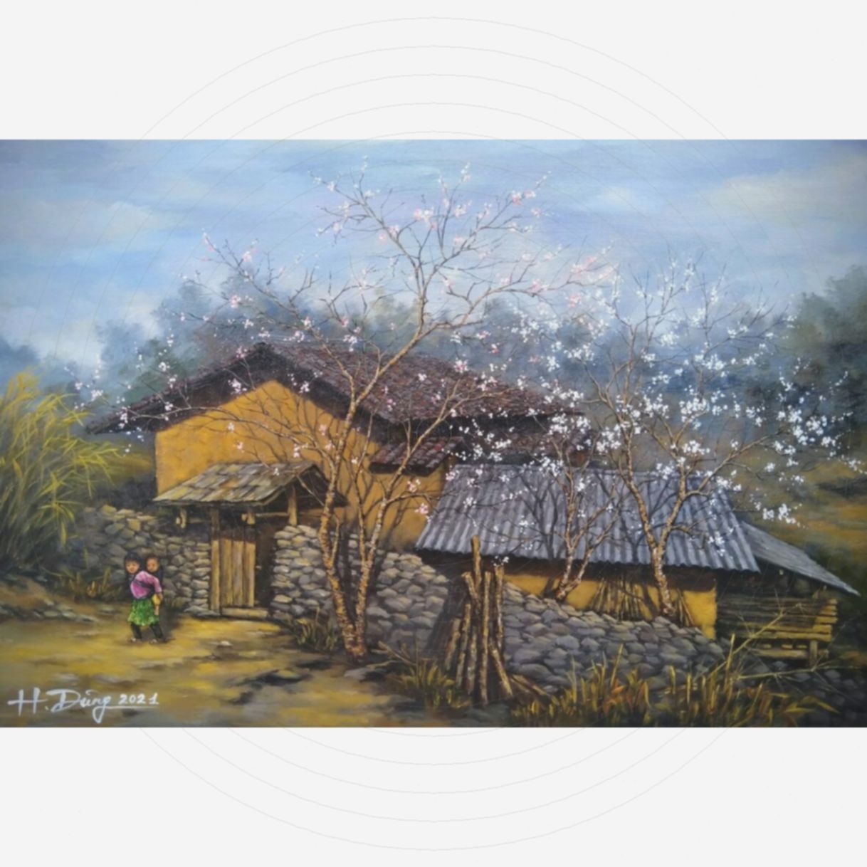 Tranh Phong Cảnh Nắng Xuân Acrylic 60x90cm Độc Bản 