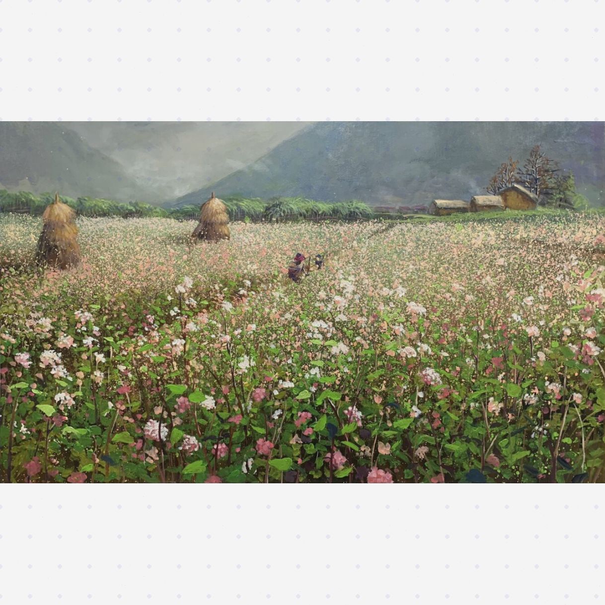 Tranh Phong Cảnh Thung Lũng Mùa Hoa Acrylic 60x90cm Độc Bản Họa Sĩ 
