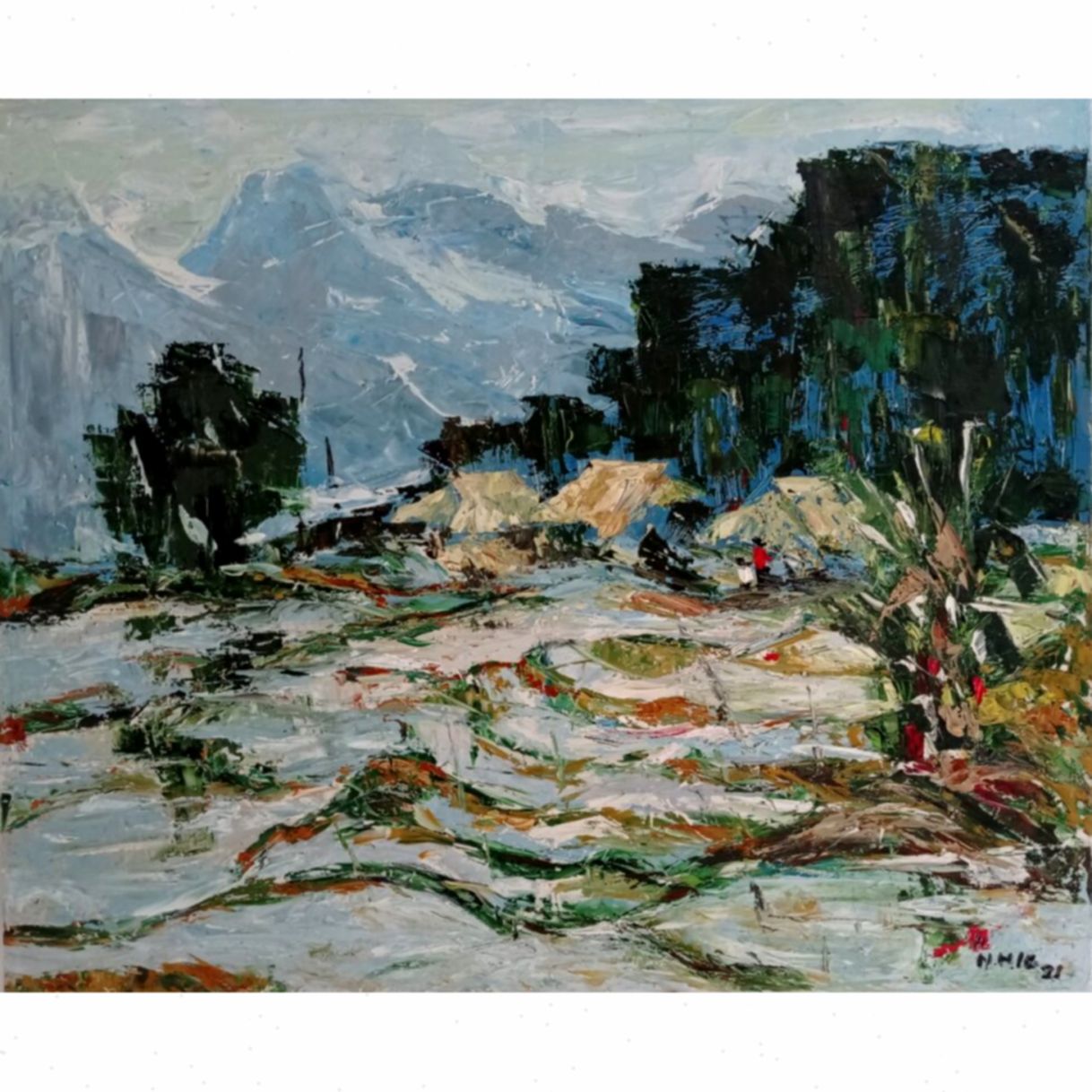 Tranh Sơn Dầu Đông Về Qua Núi 100x120cm Độc Bản Sáng Tác 2021 