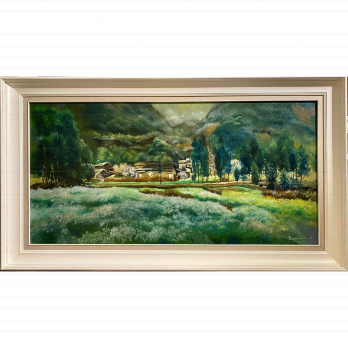 Tranh Sơn Dầu Vùng Cổ Tích 80x160cm Khung Gỗ Sồi Sang Trọng 