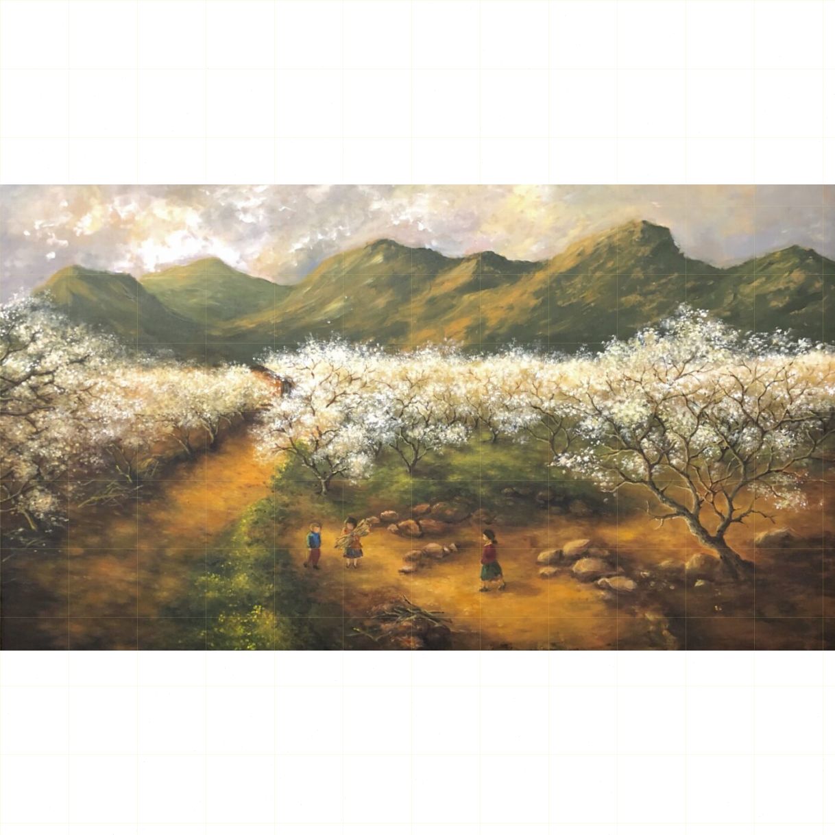Tranh Phong Cảnh Mùa Hoa Năm Cũ Acrylic Độc Bản 80x140cm 