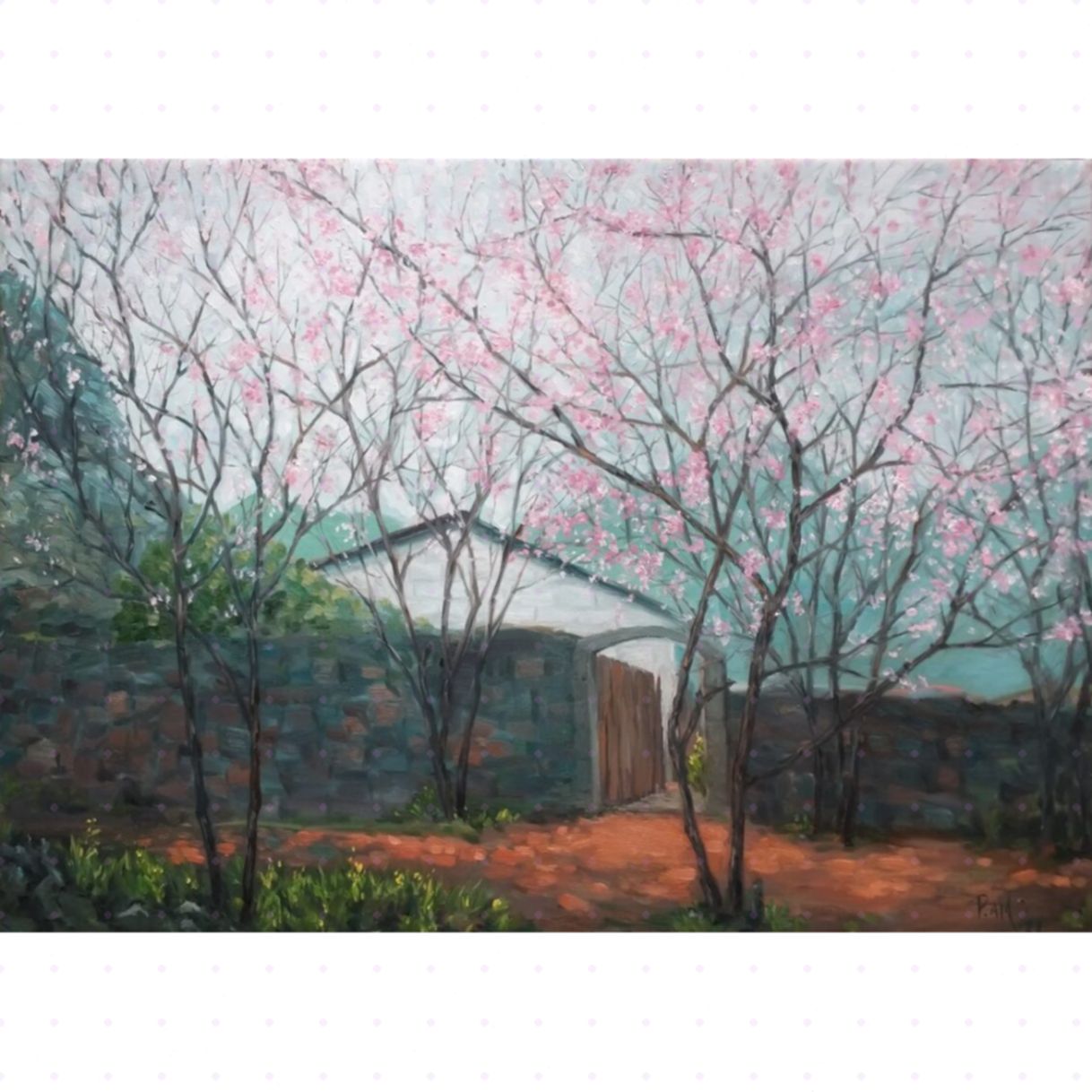 Tranh Phong Cảnh Sớm Xuân Sơn Dầu 50x70cm Sang Trọng 