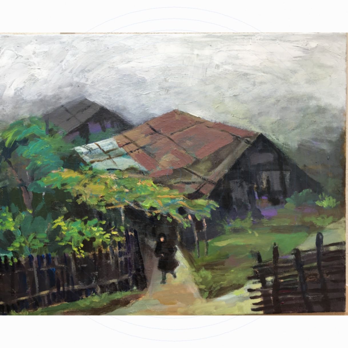 Tranh Phong Cảnh Vùng Cao Sớm Mùa Đông Acrylic 40x50cm 