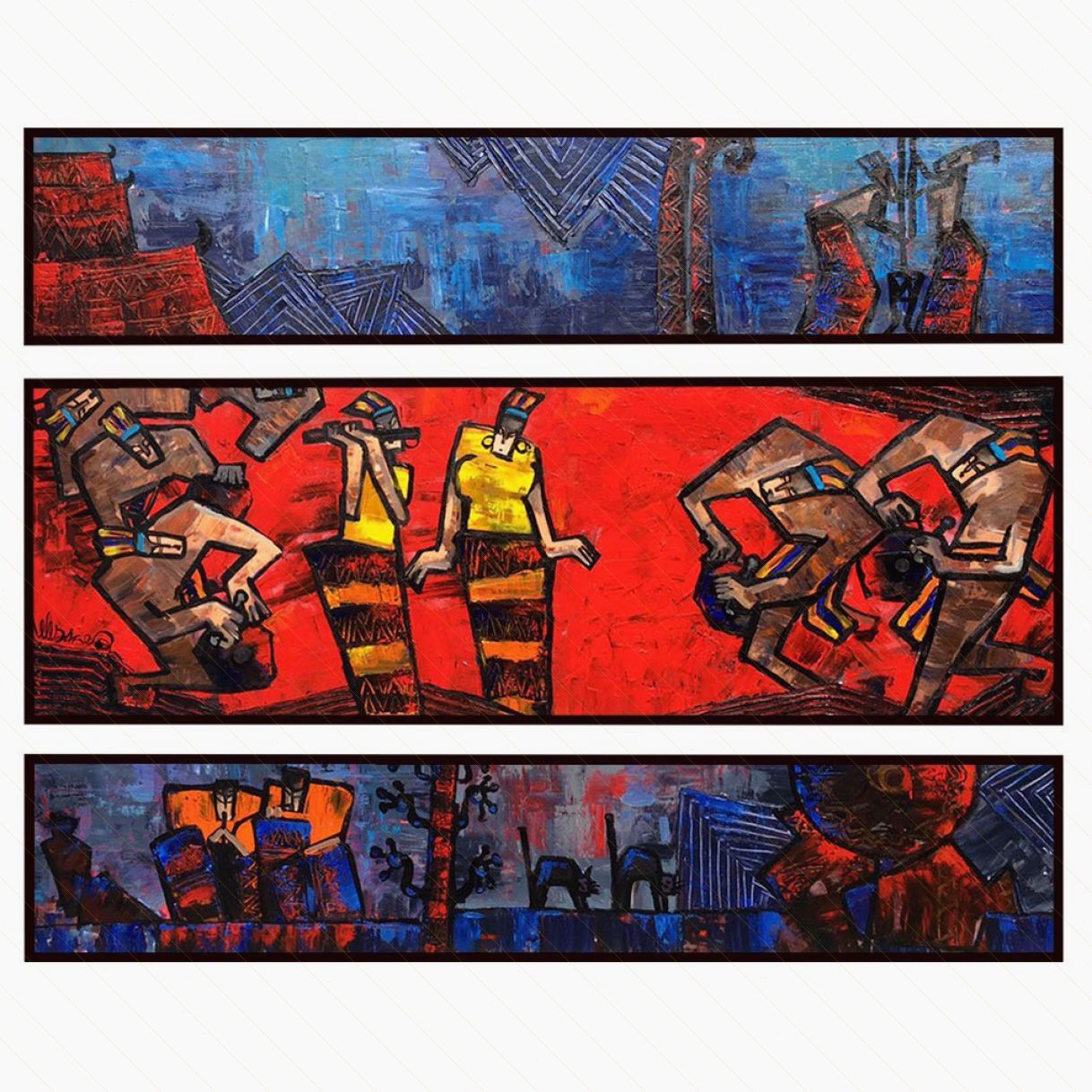 Tranh Phong Cảnh Vùng Cao Tiếng Sáo Cao Nguyên Acrylic 