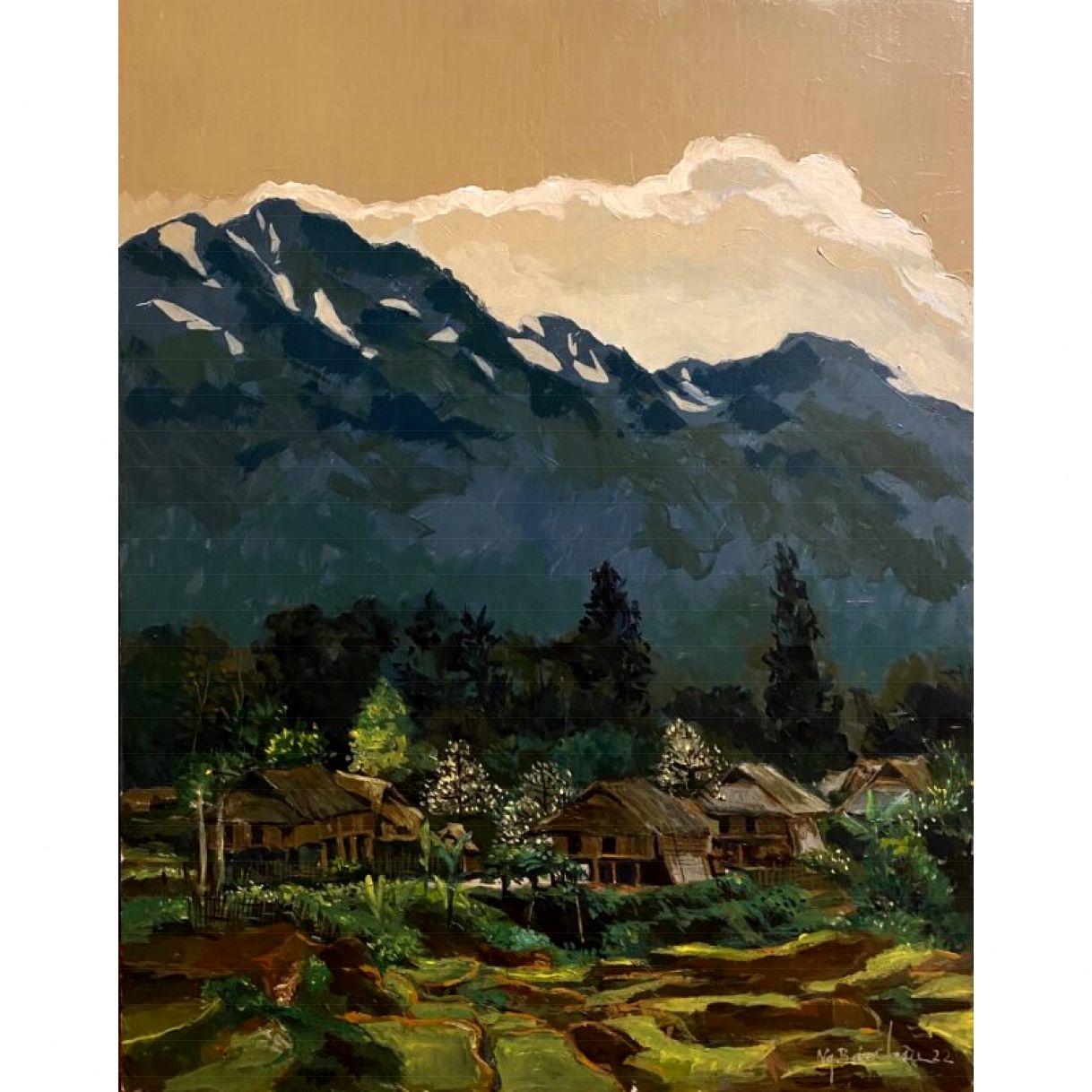 Tranh Sơn Dầu Vùng Cổ Tích Độc Bản Kích Thước 70x90cm 