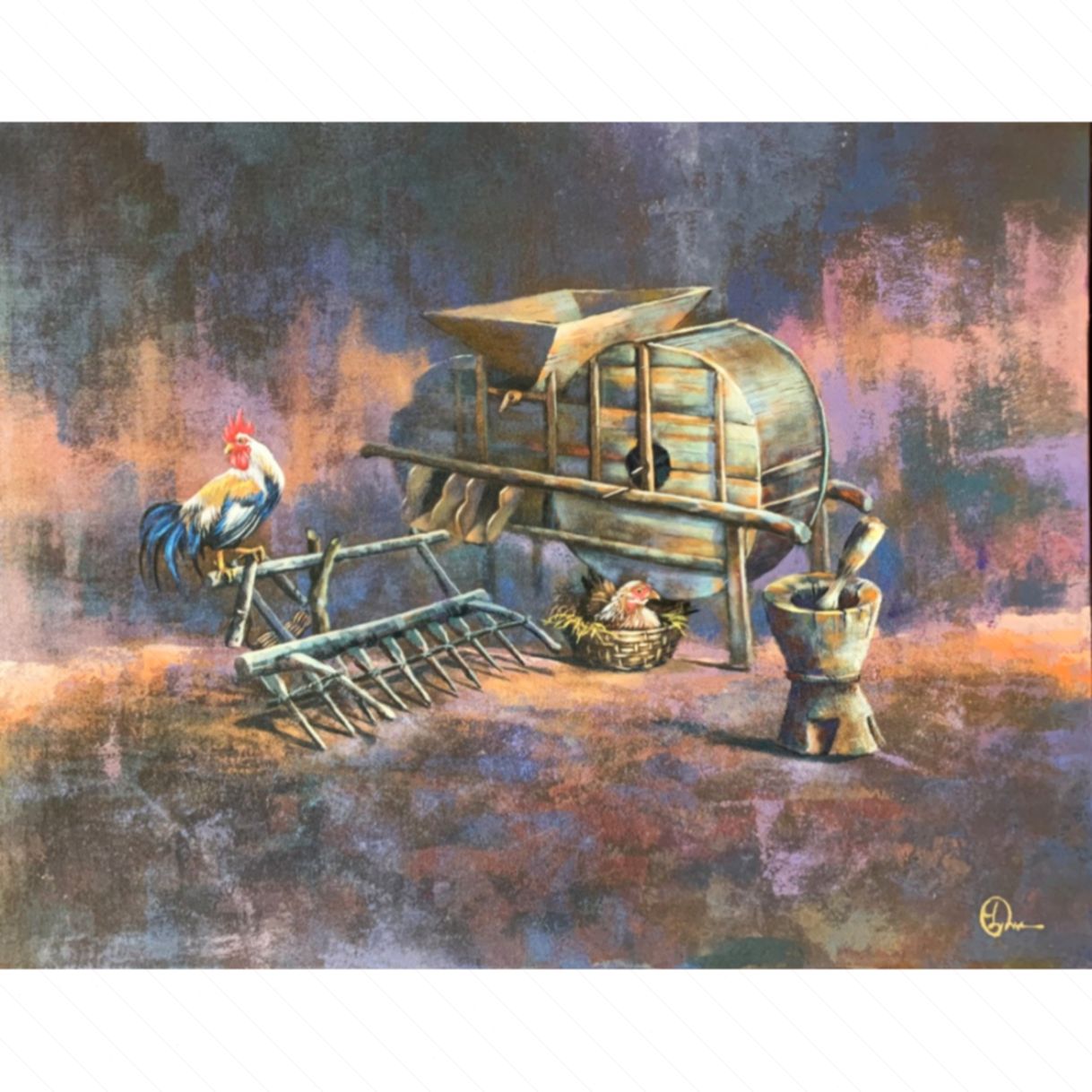 Tranh Phong Cảnh Nắng Sau Nhà Acrylic 90x70cm Độc Bản 