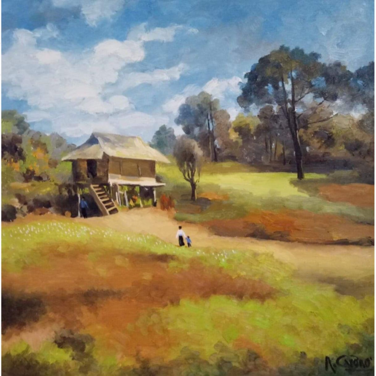 Đỗ Cường tranh nắng vùng cao sơn dầu kích thước 80x80cm 