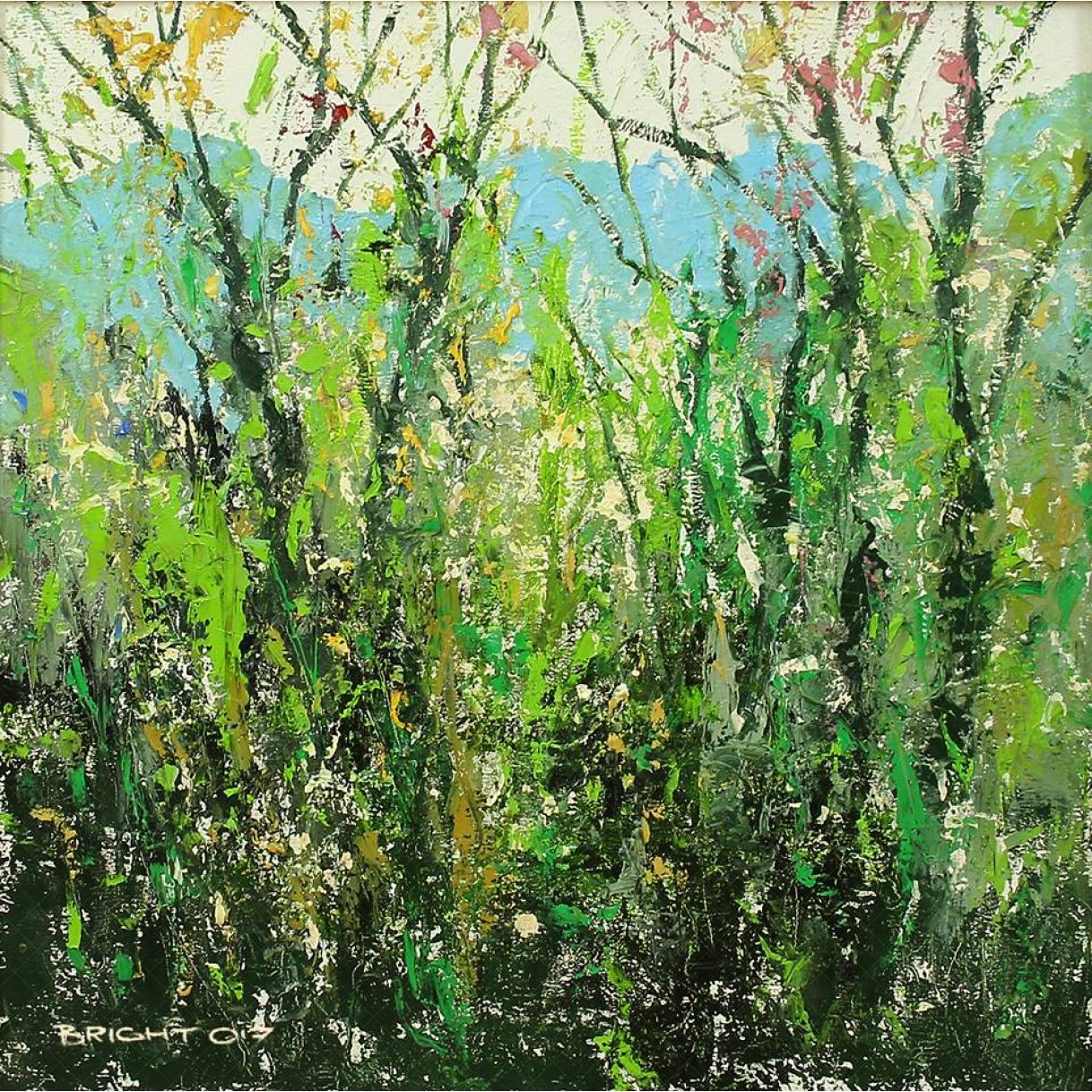 Tranh Duy Quang Xuân Vùng Cao sơn dầu 90x90cm sang trọng 