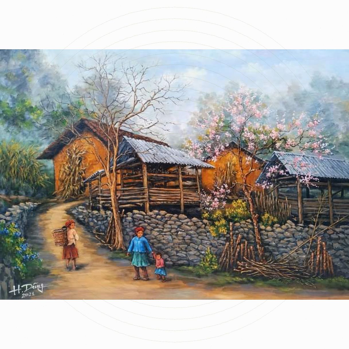 Tranh Phong Cảnh Tình Yêu Của Mẹ Acrylic 70x100cm Sang Trọng 