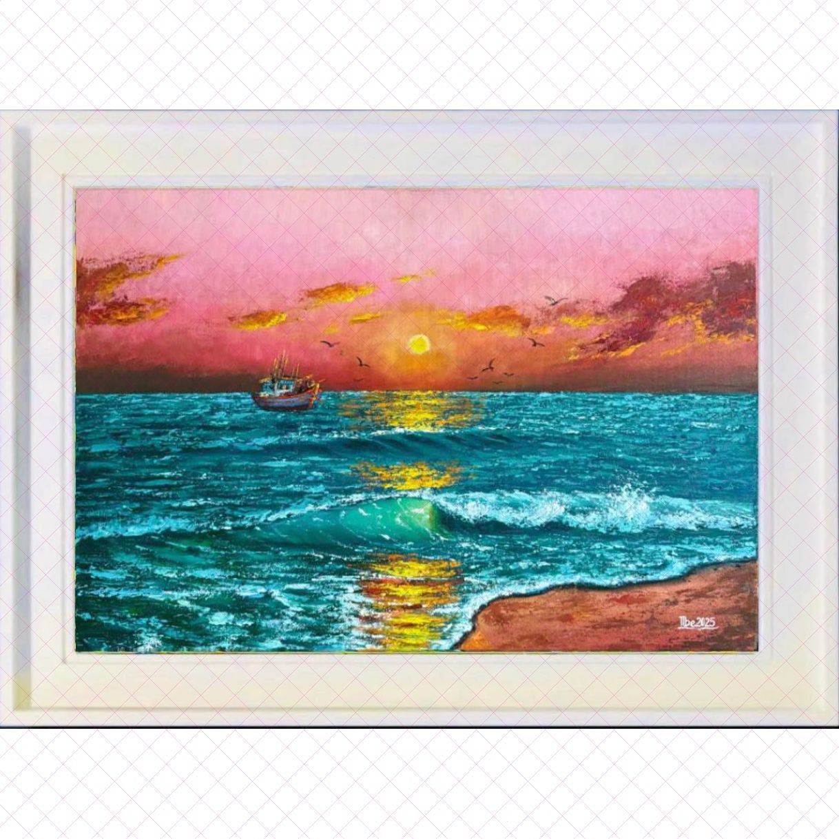 Tranh Phong Cảnh Biển Biển Tình Acrylic 70x100cm 
