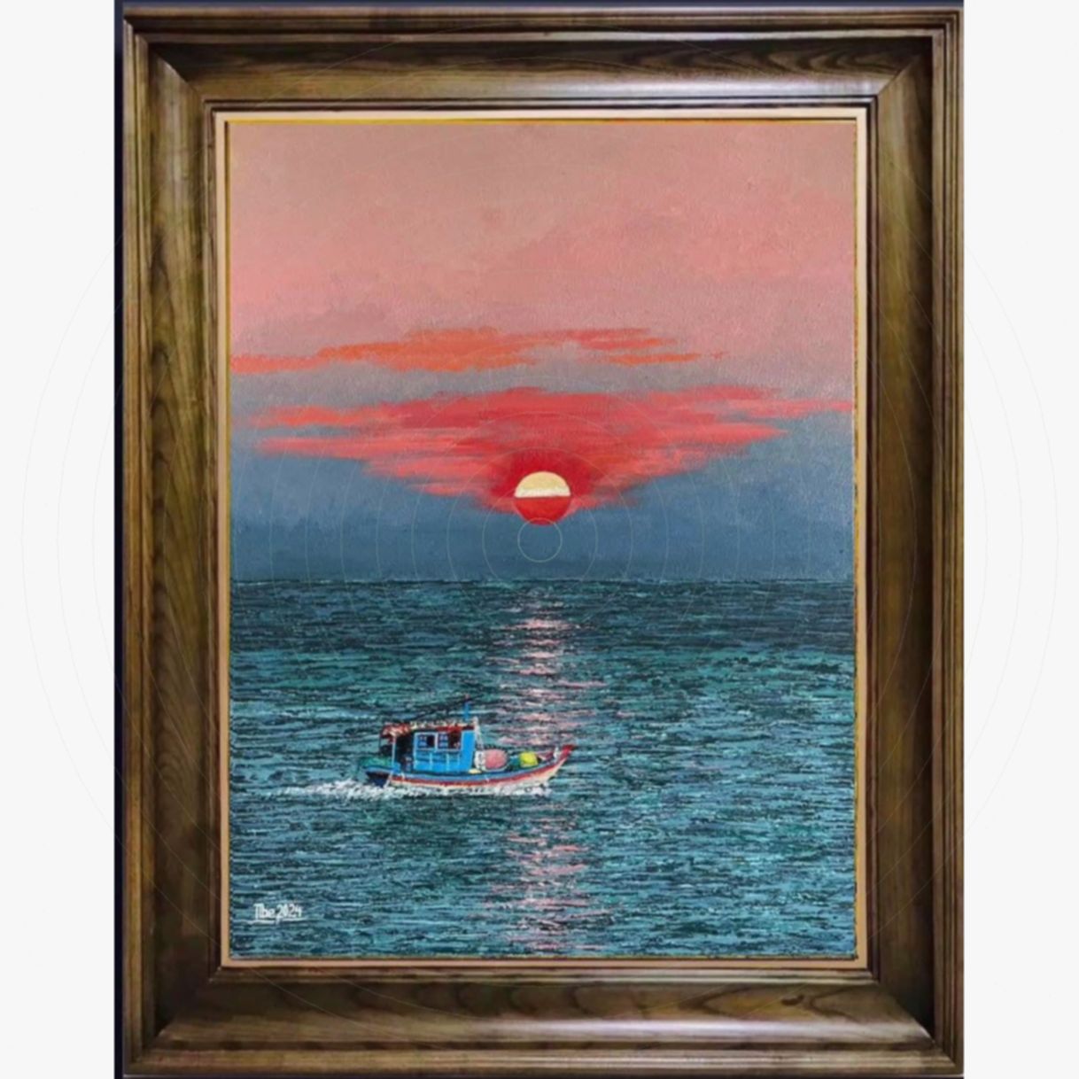 Tranh Phong Cảnh Biển Chiều Hoàng Hôn Acrylic 60x80cm 