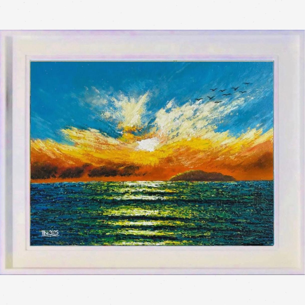 Tranh Phong Cảnh Biển Tình Acrylic 60x80cm Độc Bản Hút Mắt 