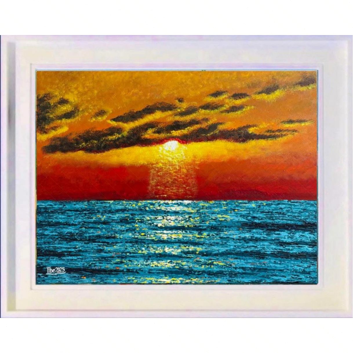 Tranh phong cảnh biển tình acrylic sáng tác độc bản 60x80cm 