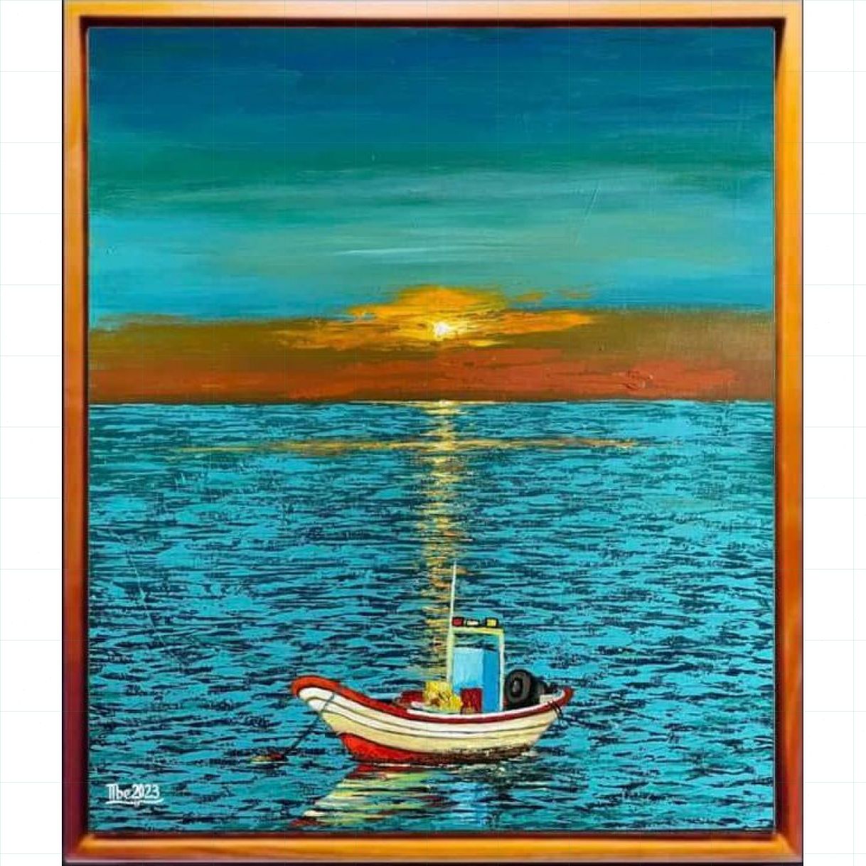 Tranh Phong Cảnh Biển Đón Ánh Bình Minh Acrylic 60x70cm 