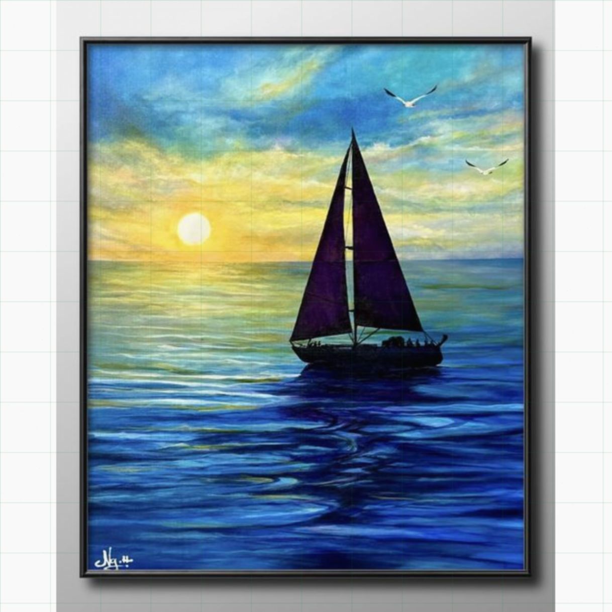 Tranh Acrylic Phong Cảnh Biển Ngày Mới 60x50cm Độc Bản 2024 