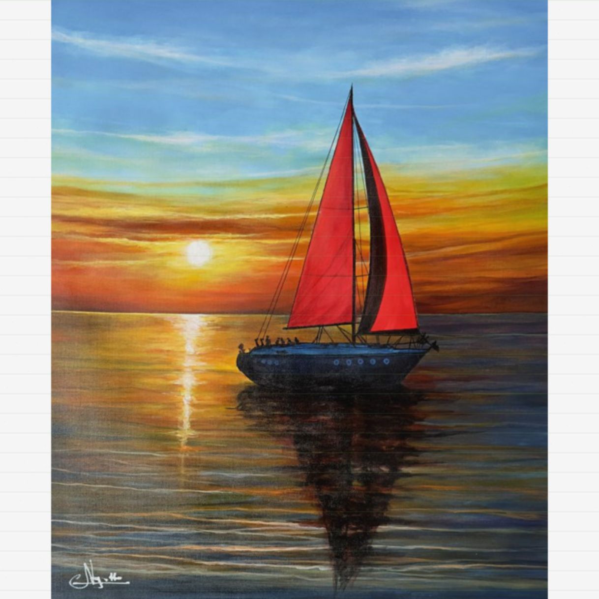 Tranh Phong Cảnh Biển Bình Minh Acrylic 60x50cm Độc Bản 