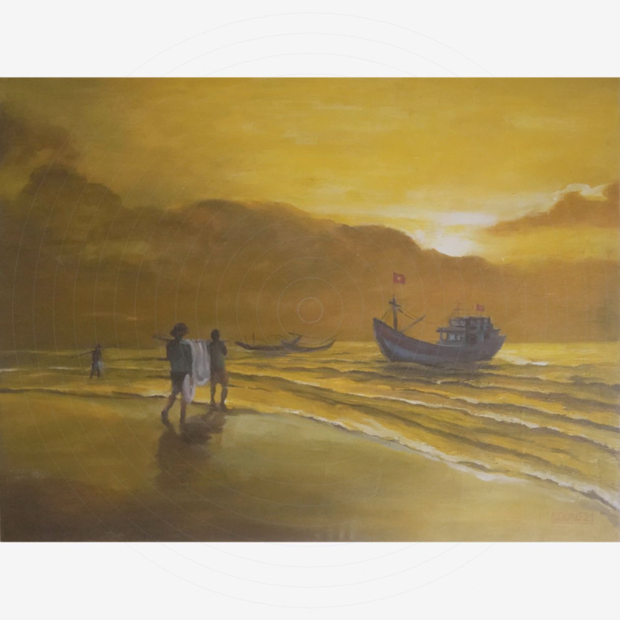 Tranh Dũng Nguyễn Ra Khơi Acrylic 60x80cm Nghệ Thuật Việt 