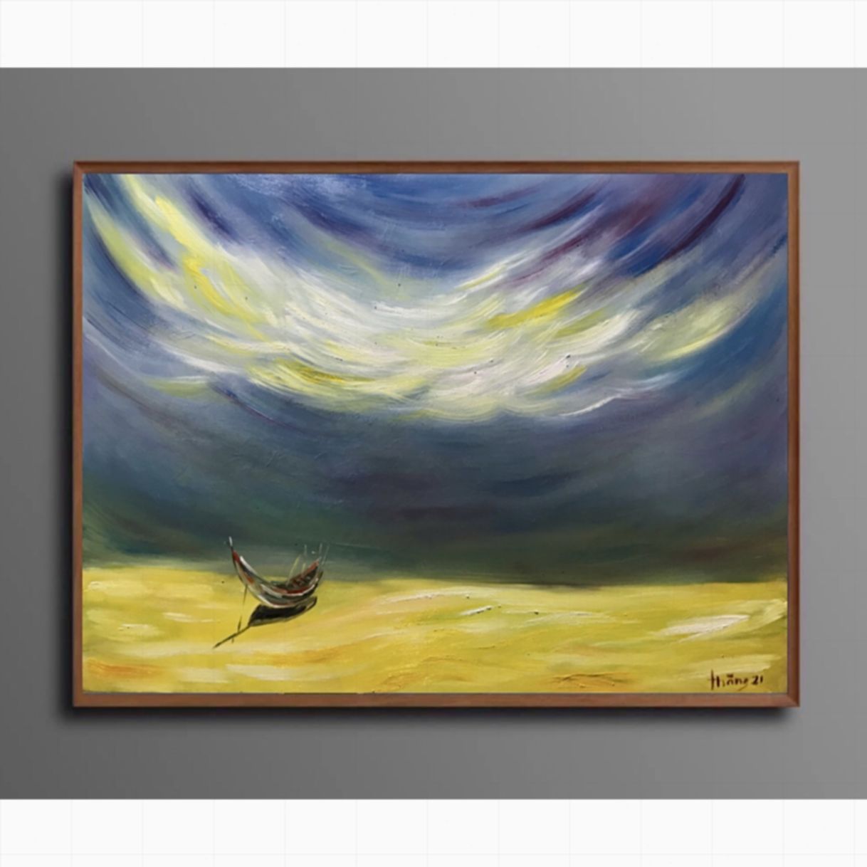 Tranh Sơn Dầu Biển Tháng 10 50x70cm Tác Phẩm Năm 2021 