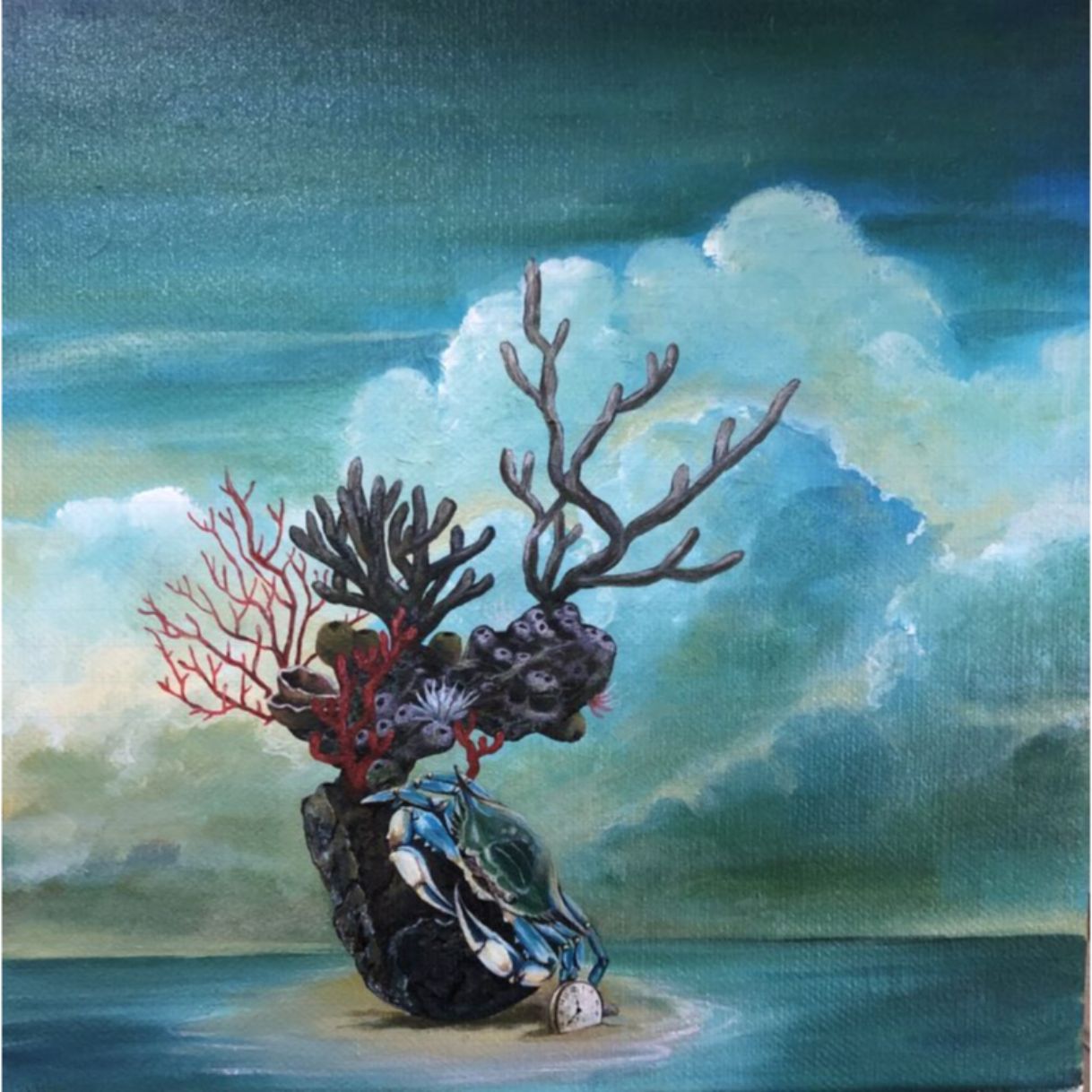 Tranh phong cảnh biển giấc mơ biển acrylic kích thước 50x50cm 