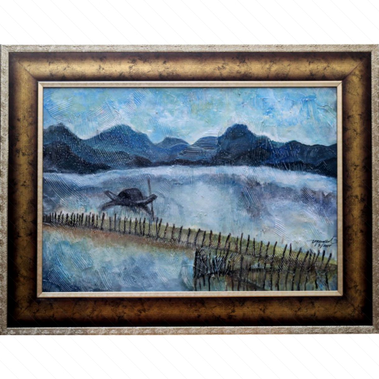 Tranh Phong Cảnh Sương Sớm Phá Tam Giang Acrylic Tổng Hợp 42x60cm 