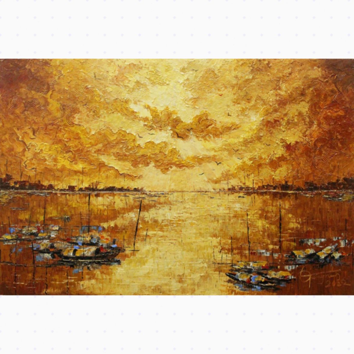 Tranh Phong Cảnh Biển Chiều Thu Acrylic 60x90cm Bảo Quản Tốt 