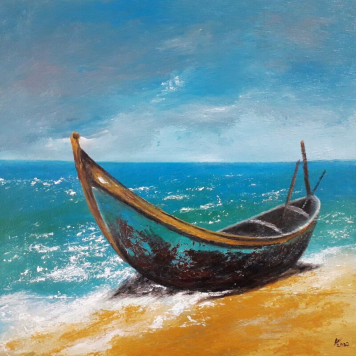 Tranh Sơn Dầu Thời Gian Acrylic 50x50cm Bản Quyền Họa Sĩ 