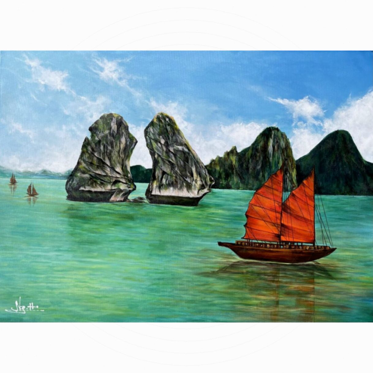 Tranh Acrylic Phong Cảnh Biển Vịnh Hạ Long 75x55cm Độc Quyền 