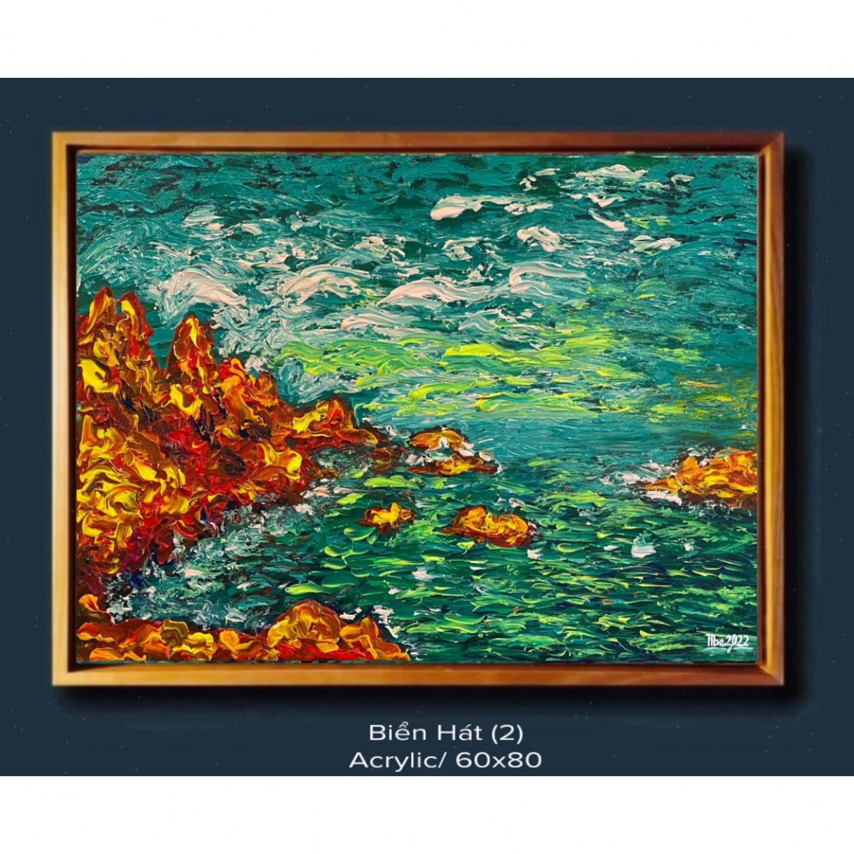 Tranh phong cảnh biển biển hát acrylic 60x80cm sáng tác 2022 