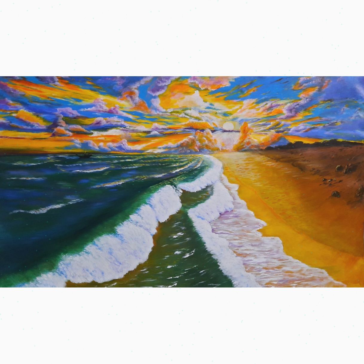 Tranh Phong Cảnh Biển Rì Rào Của Biển Acrylic 100x165cm Độc Bản 