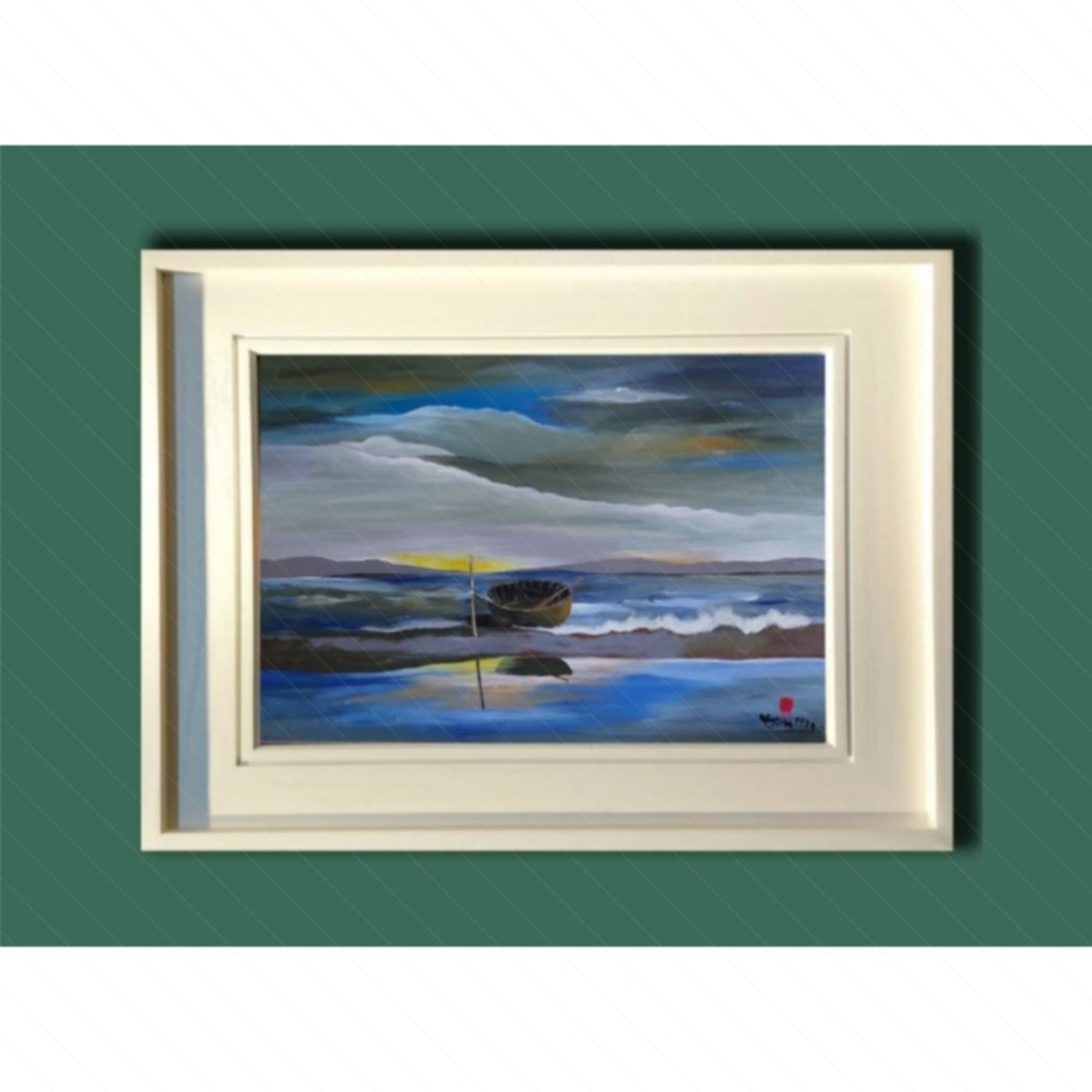 Tranh Phong Cảnh Biển Chiều Acrylic 90x110cm Độc Bản 