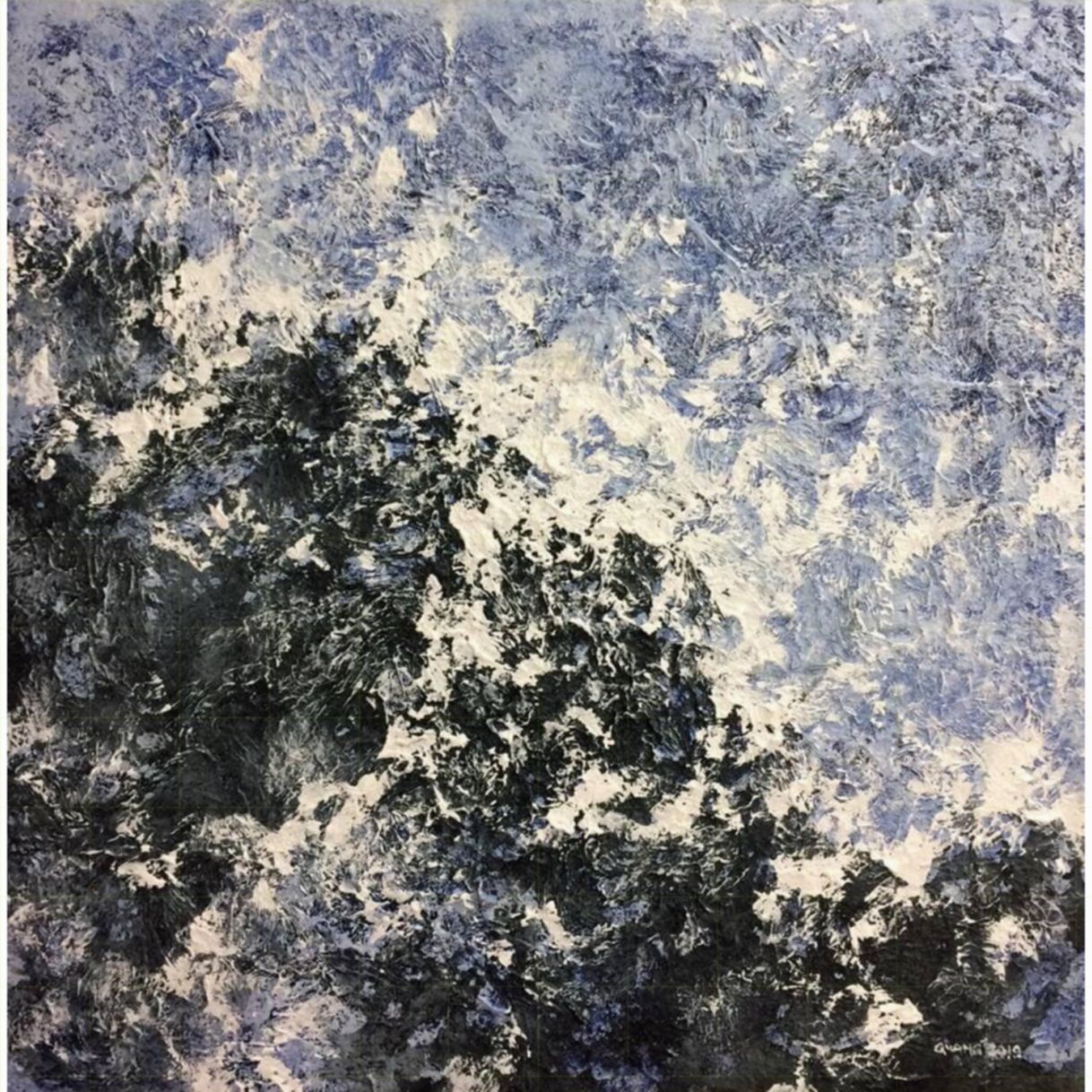 Tranh sóng xô acrylic 90x90cm tranh nghệ thuật hiện đại sáng tạo 