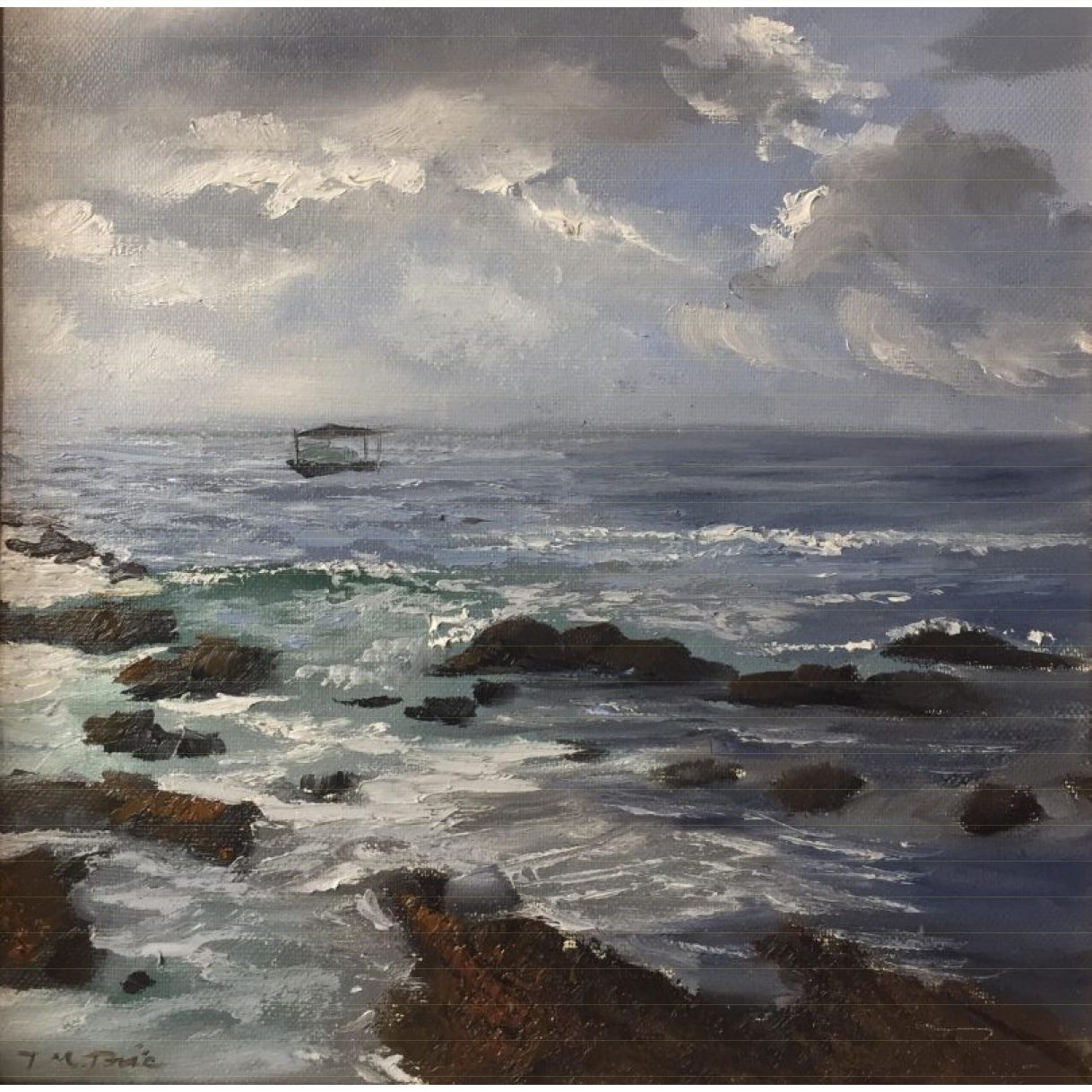 Tranh Sơn Dầu Minh Đức Chiều Nghe Biển Khóc 40x40cm 