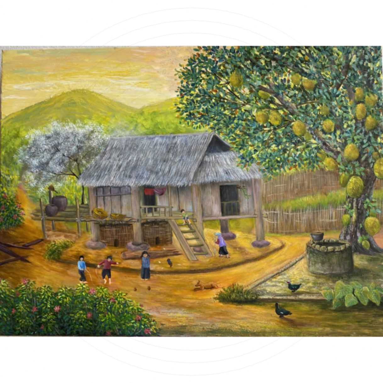 Tranh Phong Cảnh Ký Ức Vùng Quê Acrylic Độc Bản 60x80cm 